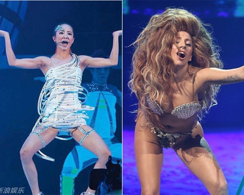 Hinh anh vo duyen va khieu khich cua sao tren san khau hinh anh