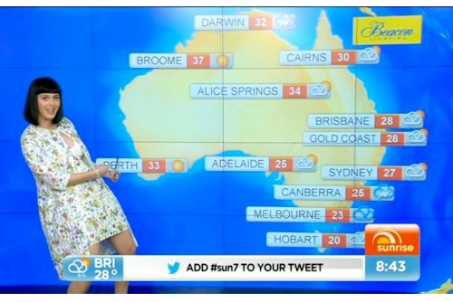 Katy Perry hai huoc lam MC du bao thoi tiet hinh anh