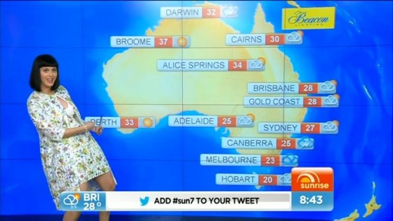 Katy Perry lam MC du bao thoi tiet hinh anh