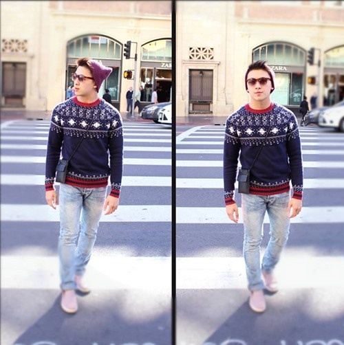 Năng động, lịch lãm, nhưng không kém phần nổi bật và thời trang. Để ấn tượng hơn, anh chọn phụ kiện túi xách nhỏ đeo chéo làm điểm nhấn.