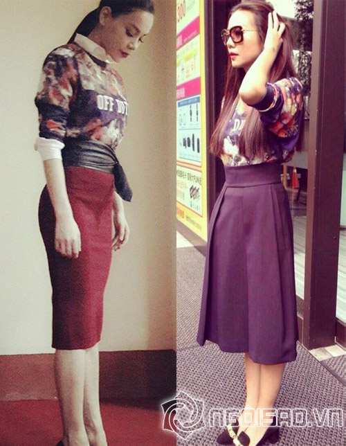 Đôi bạn thân Hà Hồ và Thanh Hằng lựa chọn mẫu áo hoa giống hệt nhau