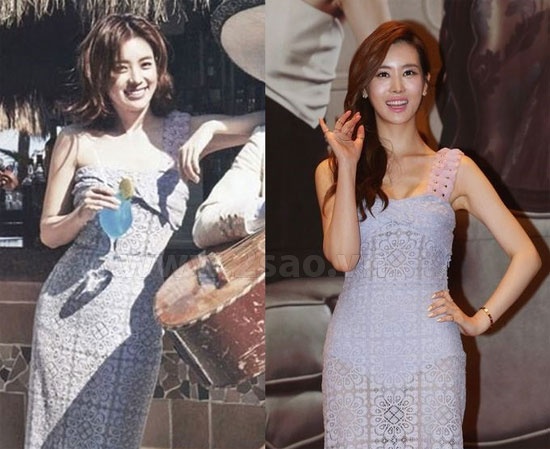 Lee Da Hae và Han Hyo Joo điệu đà trong bộ váy gam pastel nằm trong bộ sưu tập Xuân / Hè năm 2014 Burberry Prorsum.