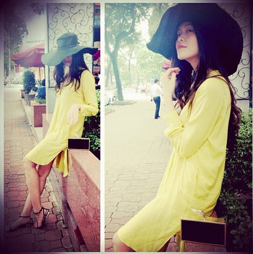 Thời trang thường ngày của Hoa hậu Việt Nam 2008 rất sang chảnh.