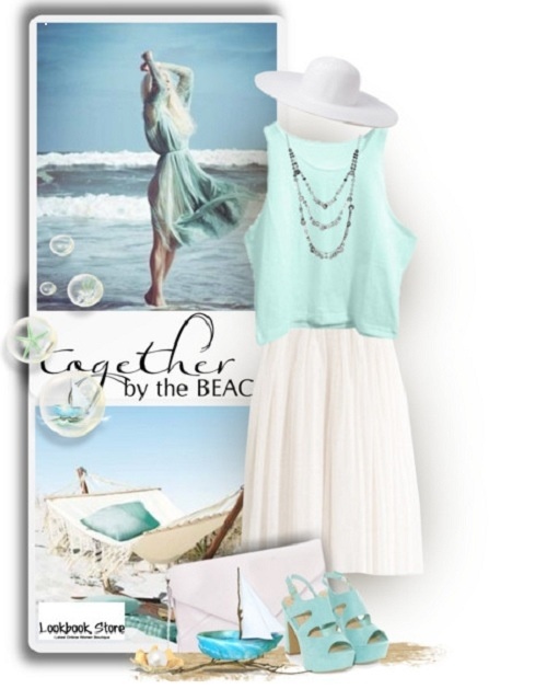 Với phong cách tương tự, bạn có thể kết hợp thêm một chiếc mũ cói nhẹ nhàng và chuỗi vòng hạt cho set đồ thêm sinh động.