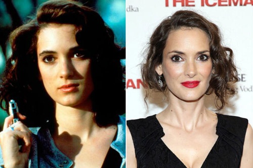 Nữ chính Winona Ryder trong phim và hiện tại.