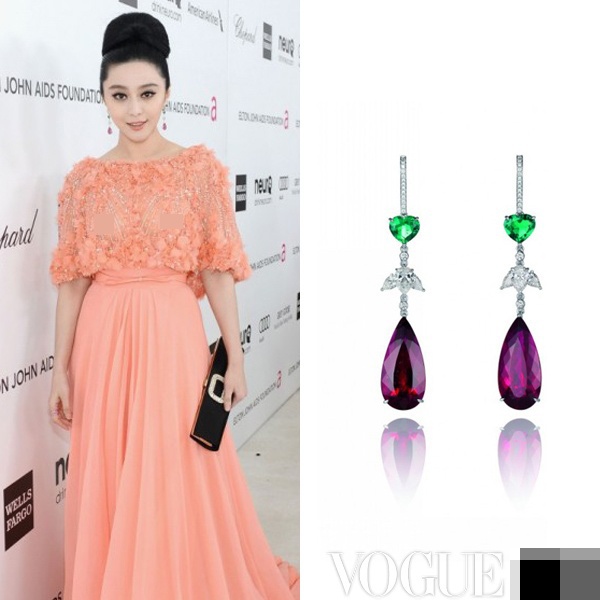 Khuyên tai dáng dài đính đá quý giúp Phạm Băng Băng trở nên duyên dáng