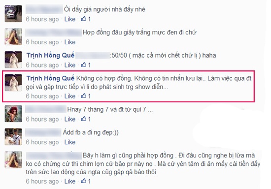 Hồng Quế khá bất cẩn khi nhận biểu diễn mà không có hợp đồng