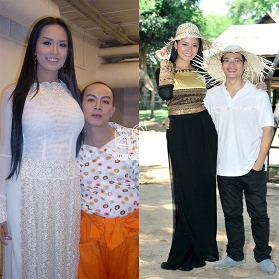 Đức Hải và Hà Anh Tuấn quá nhỏ bé khi đứng cạnh Hoa hậu cao nhất Việt Nam.