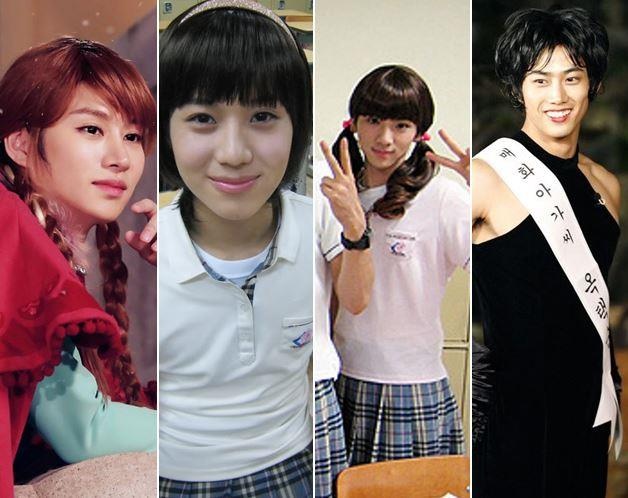 Giả gái: Đây đã trở thành thương hiệu của showbiz Hàn. Hiếm có ngôi sao thần tượng nam nào của Kpop mà chưa từng giả gái. Điều khiến fan thích thú với chiêu này là bởi không chỉ mang lại tiếng cười cho người hâm mộ, nó cho thấy 