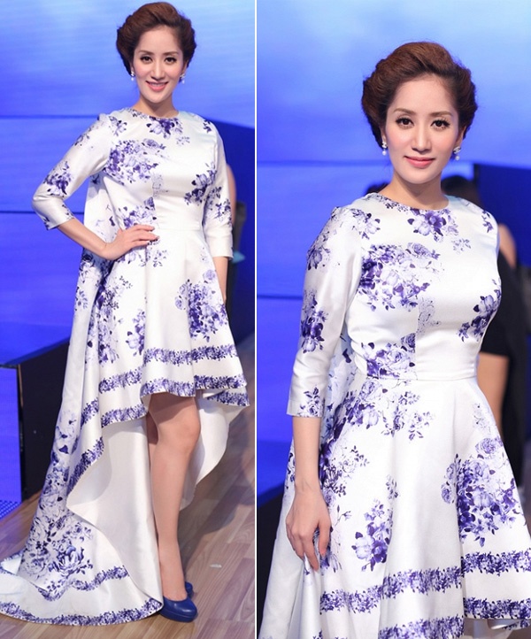 Váy xòe đuôi tôm cũng là sự lựa chọn thông minh của Khánh Thi khiến cô luôn đẹp yêu kiều khi mang bầu.