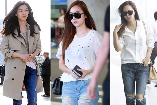 Sao Han ca tinh voi jeans rach hinh anh