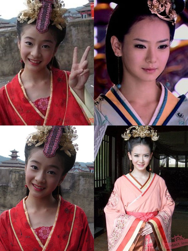 Trương Tuyết Nghênh rực rỡ với tạo hình Công chúa Quán Đào khi nhỏ trong bộ phim truyền hình Mỹ nhân tâm kế. Nhân vật Quán Đào khi lớn do Thích Vy thể hiện.