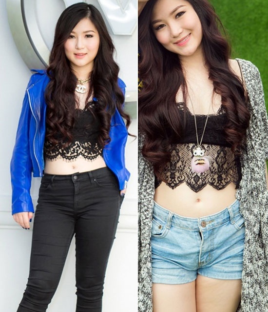 Mặc dù sở hữu vòng eo kém thon, nhưng Hương Tràm lại không biết cách mượn trang phục để che đi nhược điểm. Thay vì một chiếc quần cạp cao để 