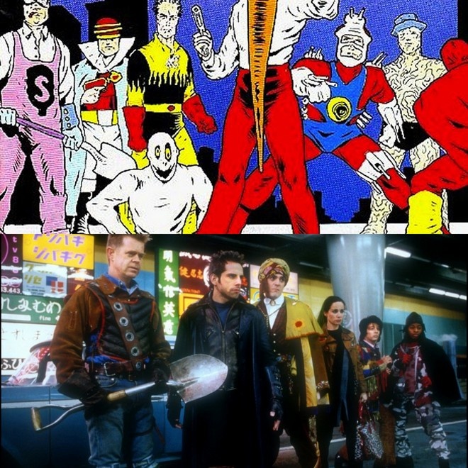 1. MYSTERY MEN (1999)  Web photo12 Các nhân vật trong bộ phim Mystery Man có nguồn gốc là các nhân vật phụ trong một bộ truyện tranh tên The Flaming Carrot. Nhân vật chính của truyện là siêu nhân với đầu cà rốt không được đưa lên màn ảnh vì nhà sản xuất thấy tạo hình quá quái dị