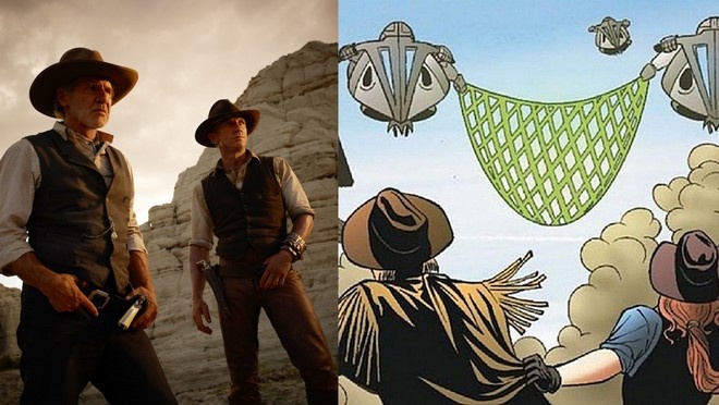 5 COWBOYS & ALIENS (2011)  Web photo16  Khác với các truyện tranh khác trong danh sách này là đã có sẵn trên thị trường và được làm thành phim, Cowboys & Aliens là một truyện tranh được tạo ra với mục đích mời chào các nhà làm phim Hollywood. Và tác giả bộ truyện đã thành công đúng như ý muốn của mình.