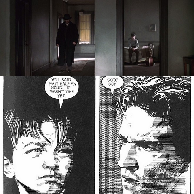 9. ROAF TO PERDITION (2002)  Web photo18  Cũng giống như A History of Violence, thật khó để hình dung một bộ phim như Road to Perdition lại có xuất xứ từ truyện tranh. Bộ tiểu thuyết bằng tranh cùng tên là tác phẩm của hai tác giả Max Collins và Richard Rayner. Nó được công ty Paradox Press của DC Comics phát hành. Cốt truyện của phim được xây dựng rất sát với nội dung gốc trên truyện.