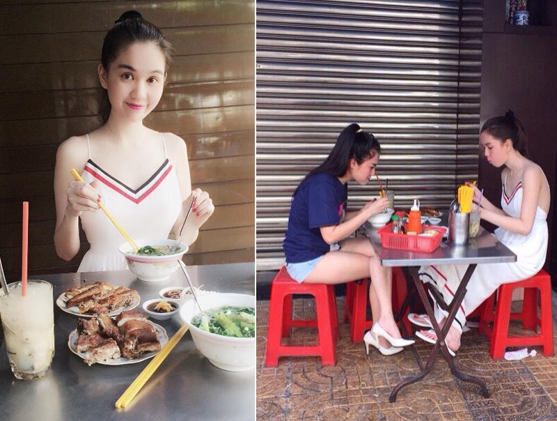Hình ảnh giản dị gần đây của Ngọc Trinh và chị gái khi đi ăn.