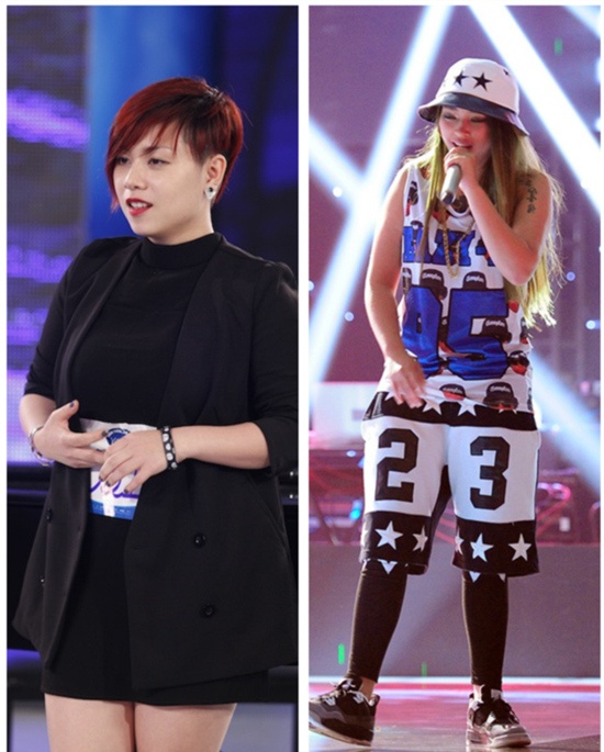 Hai ca sĩ thi hát của hai cuộc thi hot nhất hiện nay.
