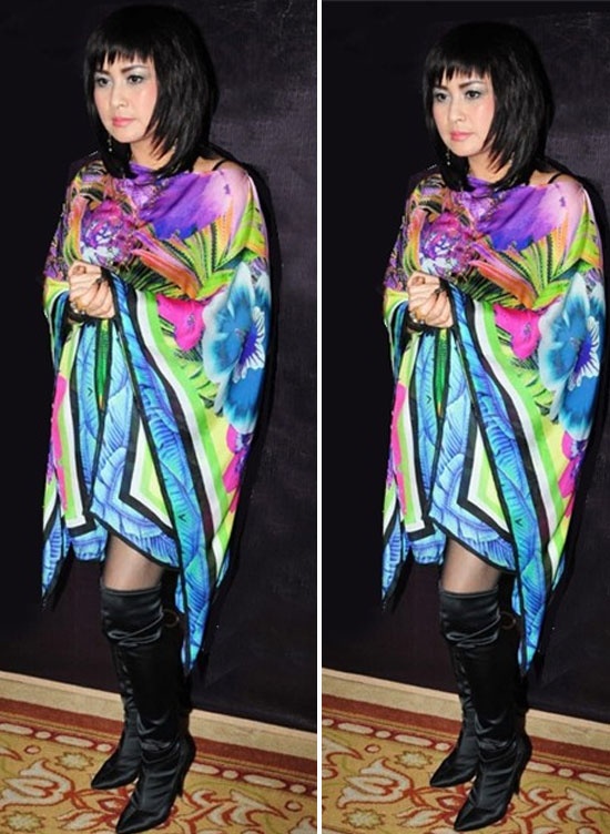 Lỗi của Thanh Lam là chọn váy quá nhiều sắc màu, không tạo thành điểm nhấn trên cơ thể.Thiết kế váy cũng 