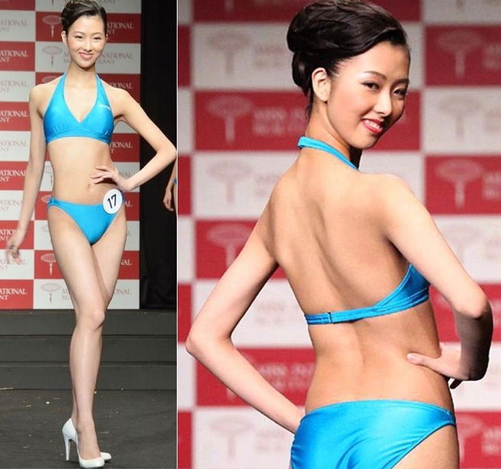 Hoa hậu Quốc tế Nhật Bản 2015 Nakagawa Arisa có gương mặt mờ nhạt,  nụ cười hở lợi.