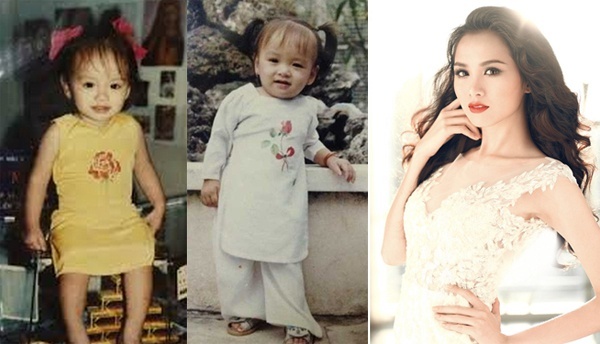 Hoa hậu Diễm Hương ngày bé với vẻ mặt đáng yêu