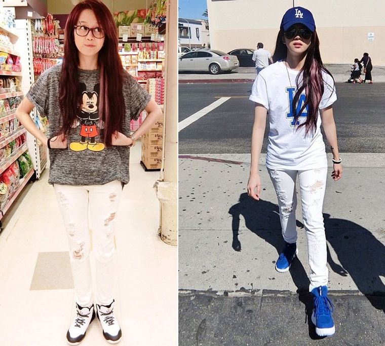 Quần skinny rách tông trắng được An Nguy yêu thích tuần qua. Cô nàng kết hợp cùng áo phông họa tiết, mũ lưỡi trai, giày thể thao khỏe khoắn  để tạo nên phong cách trẻ trung, năng động.