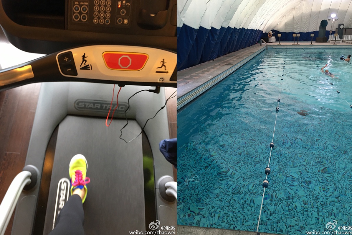 Cô đang giảm béo bằng cách chạy bộ và bơi lội