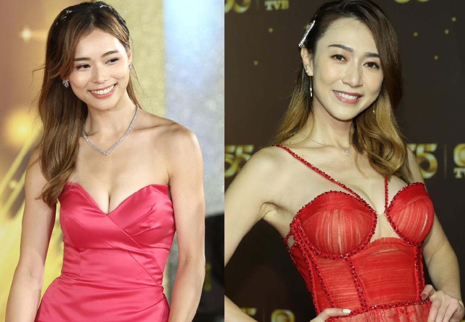 Nguoi dep gap su co vi mac vay xe nguc sau tren tham do TVB hinh anh