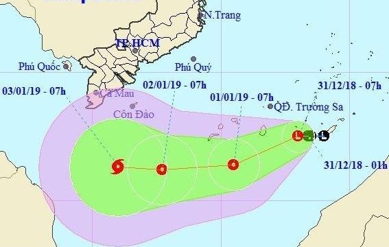 Vung ap thap dang manh len, cach Truong Sa 180 km hinh anh