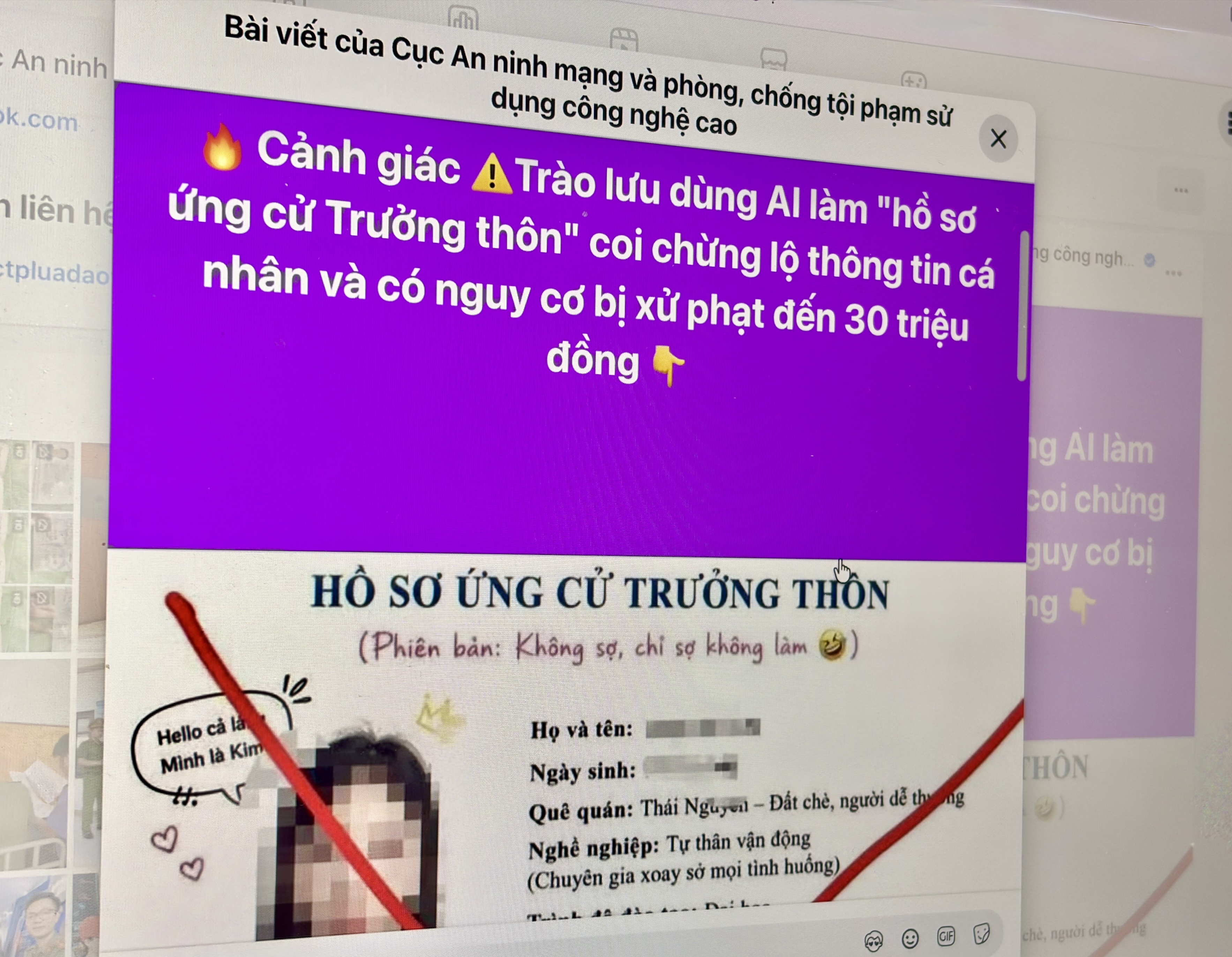 Công an cảnh báo có thể phạt 30 triệu trend AI ‘ứng cử Trưởng thôn’