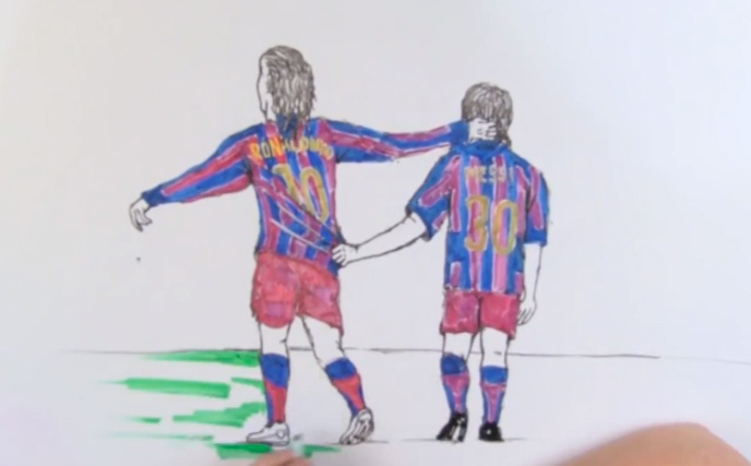 Su nghiep dinh cao cua Ronaldinho qua tranh ve hinh anh