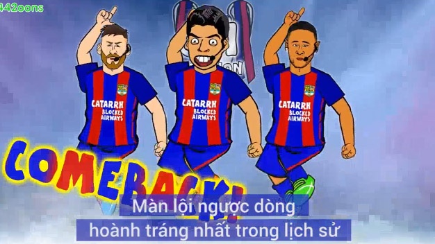Video hai huoc mo phong chien thang cua Barca truoc PSG hinh anh