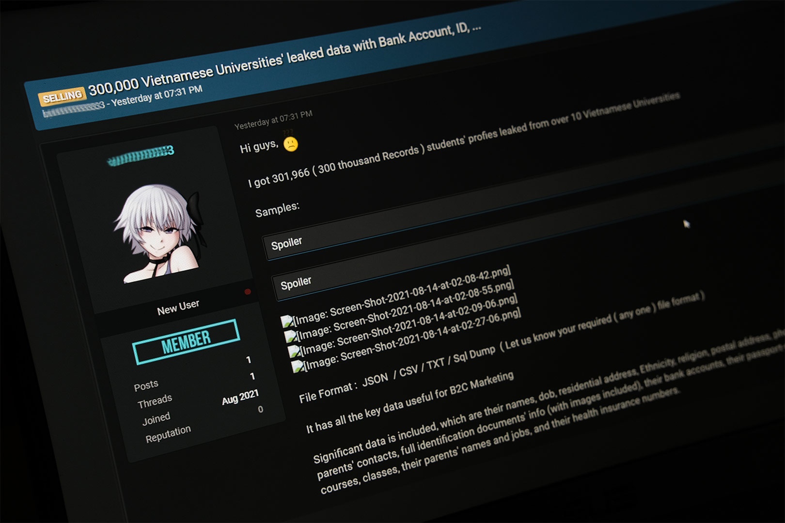 Hacker rao ban ho so cua 300.000 sinh vien cac truong dai hoc Viet Nam hinh anh