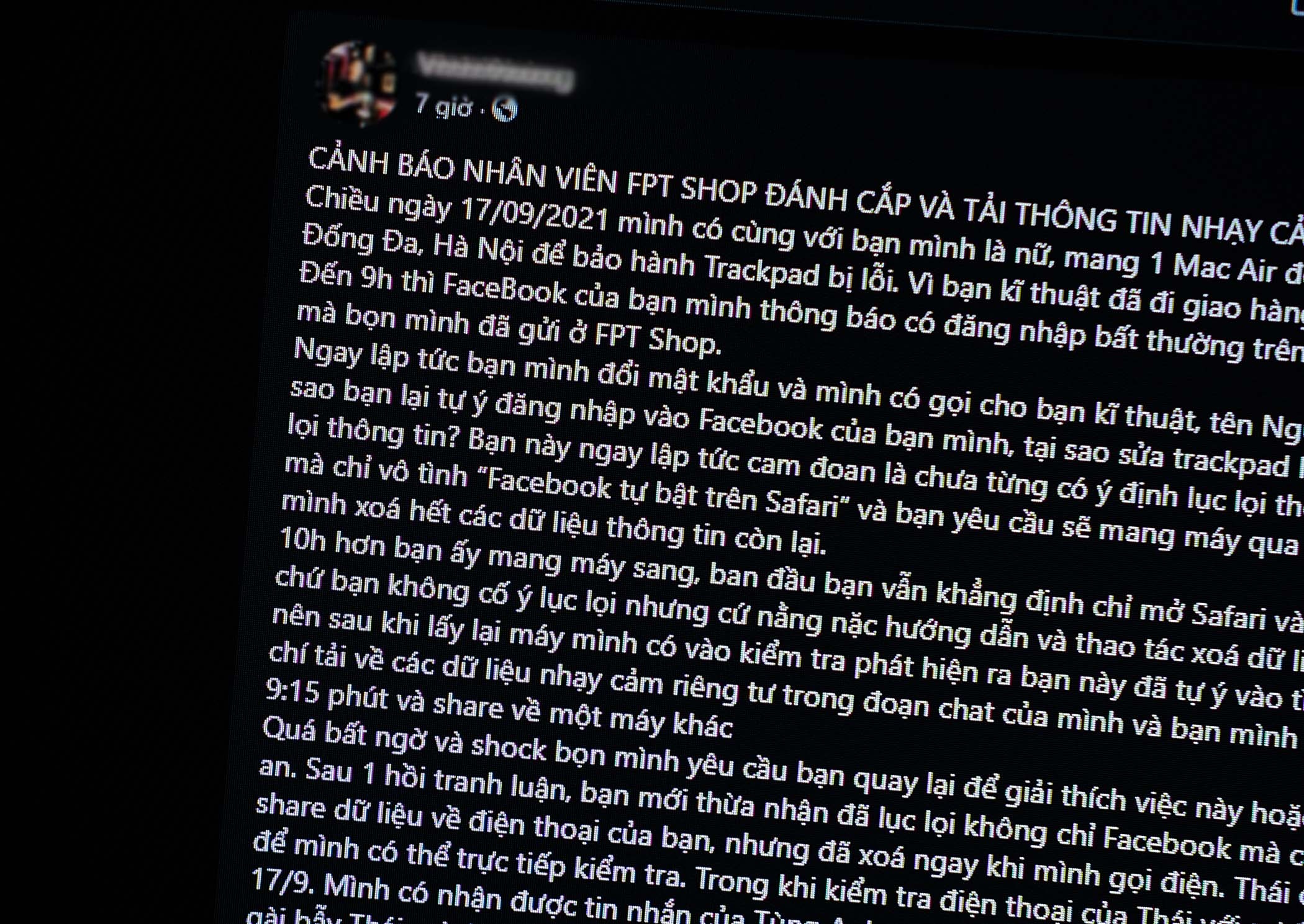 FPT Shop phan hoi vu viec nhan vien danh cap du lieu nhay cam anh 1