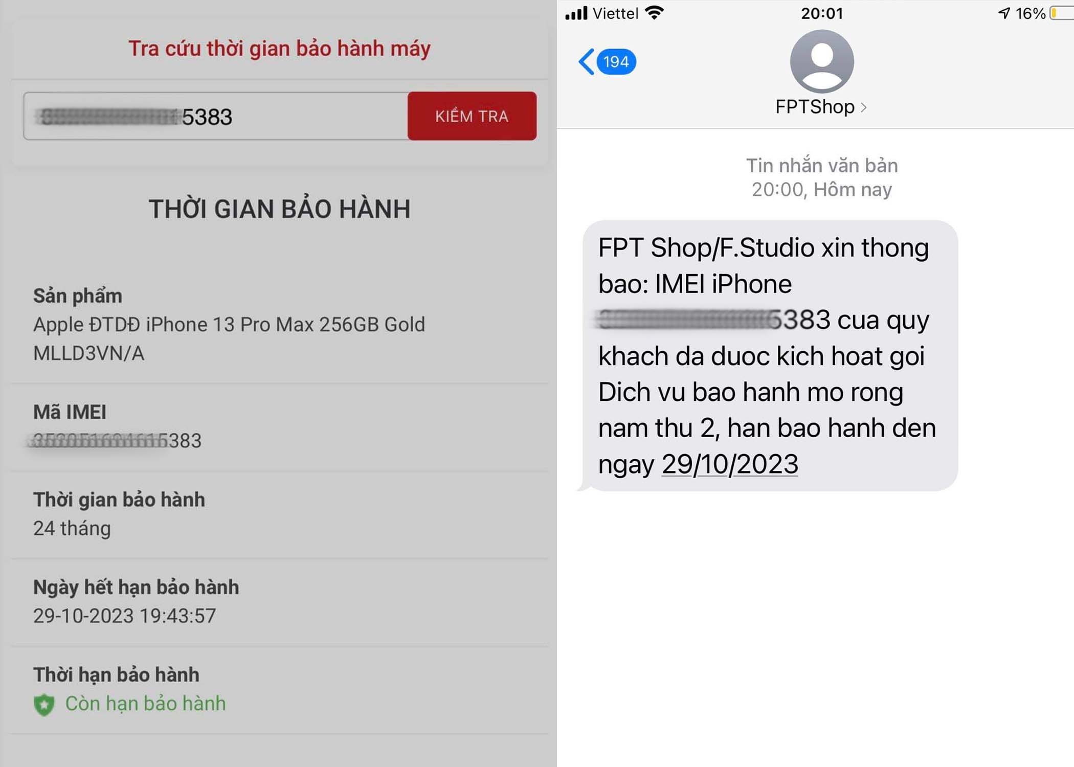 Bi huy coc iPhone 13 nhung van nhan duoc tin nhan kich hoat bao hanh anh 2