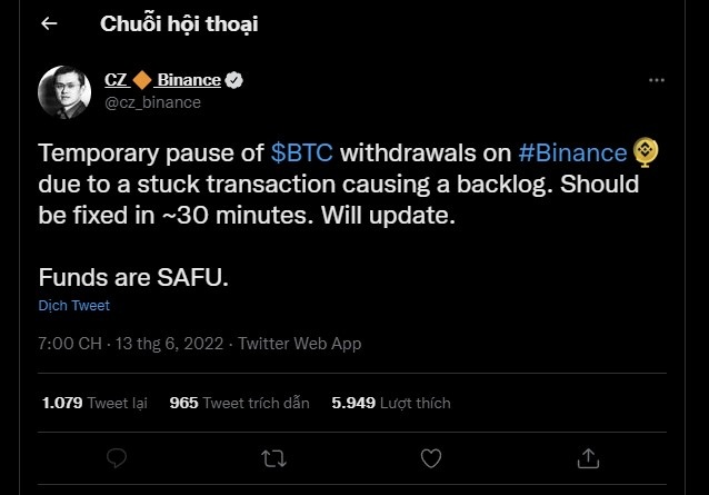 Binance ngung cho rut Bitcoin ve vi anh 1