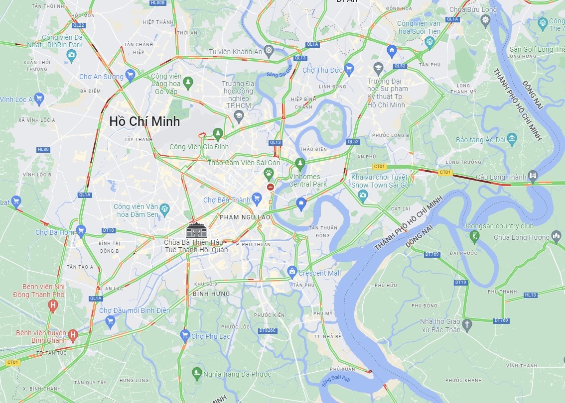 kẹt xe, google maps ảnh 1 ket xe, google maps anh 1