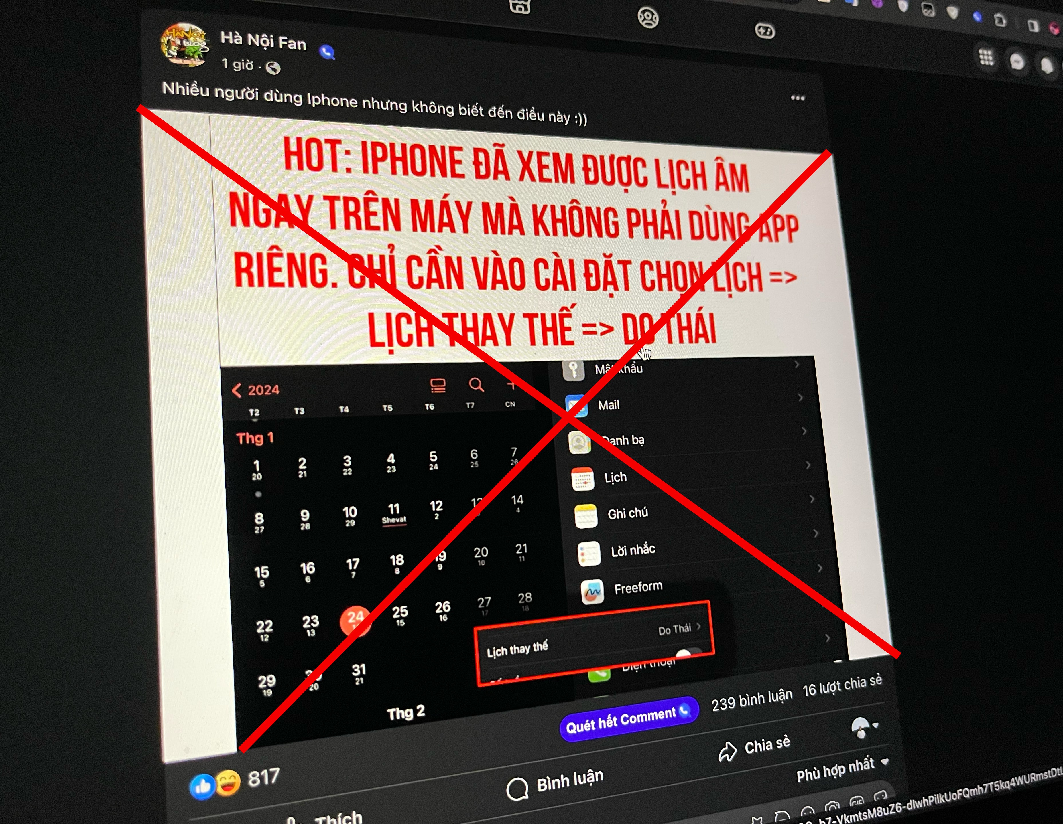 Dung tin loi khuyen xem lich am tren iPhone bang lich Do Thai hinh anh
