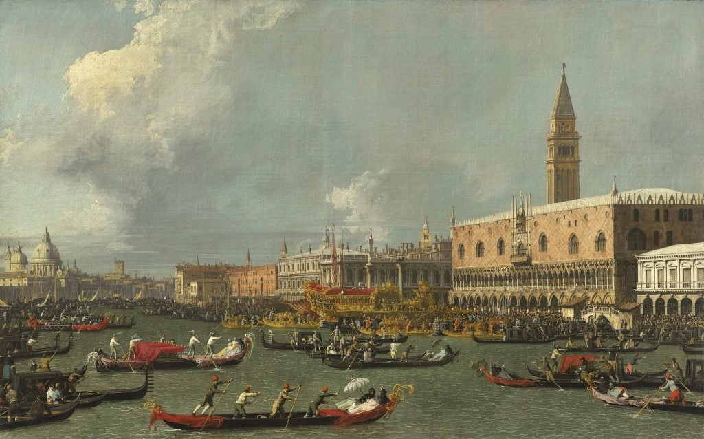 tranh venice 43 trieu usd, the Return of the Bucintoro, Bucintoro on Ascension Day, Canaletto anh 1