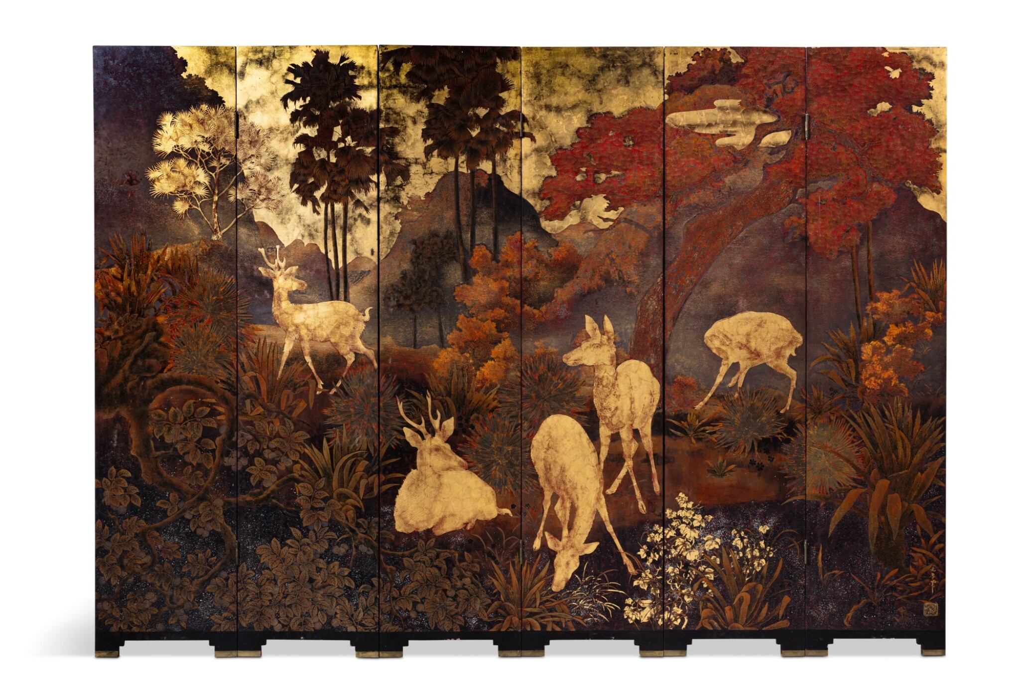 tranh,  pham hau,  Deer in the Forest,  Dan huou trong rung anh 1