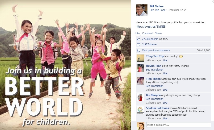 Buc anh tre em VN tren Facebook cua Bill Gates co tu dau? hinh anh