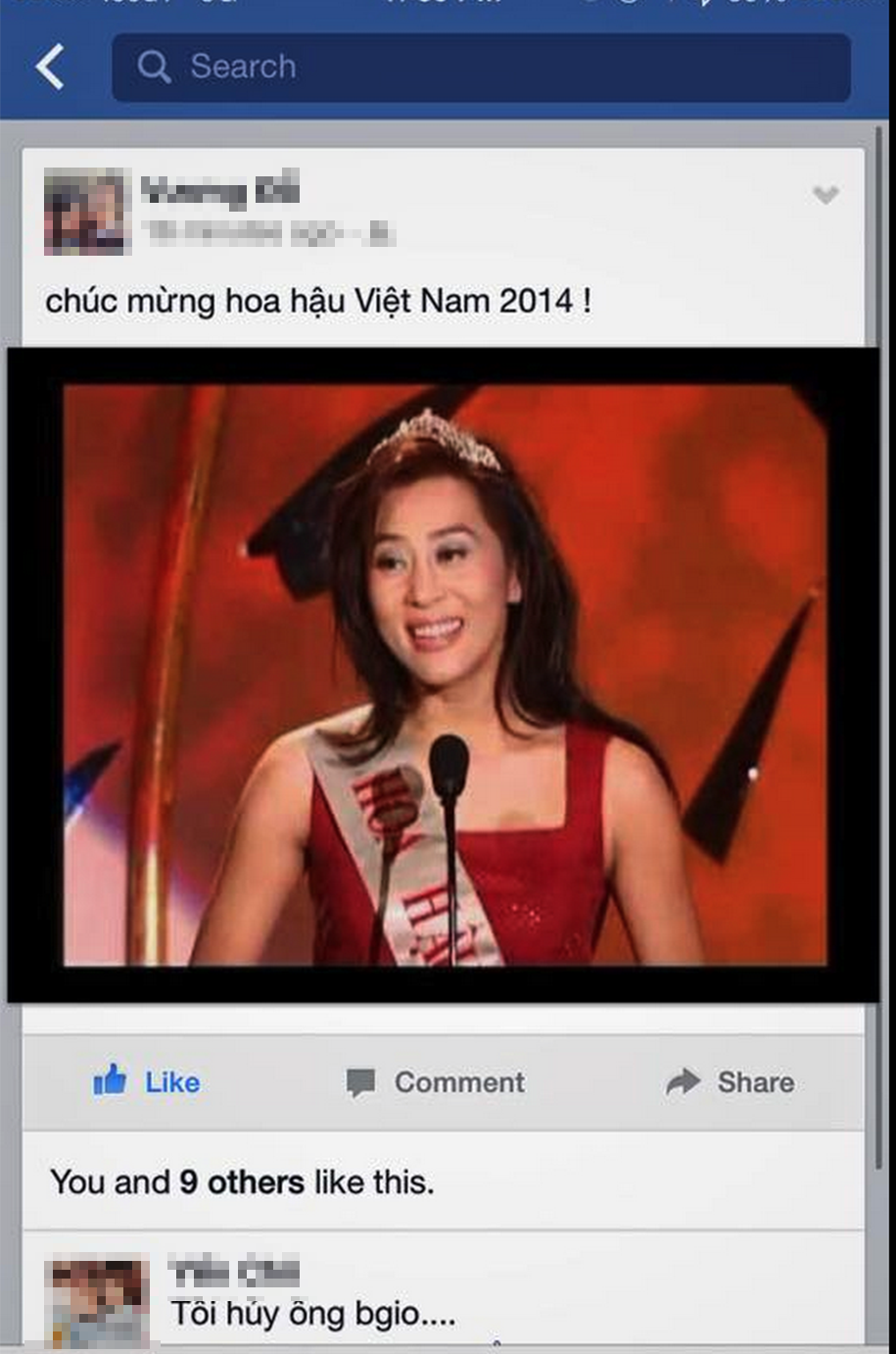 Dân mạng Việt Nam hài hước chúc mừng tân Hoa hậu Việt Nam khi dùng hình ảnh của MC Kỳ Duyên. 