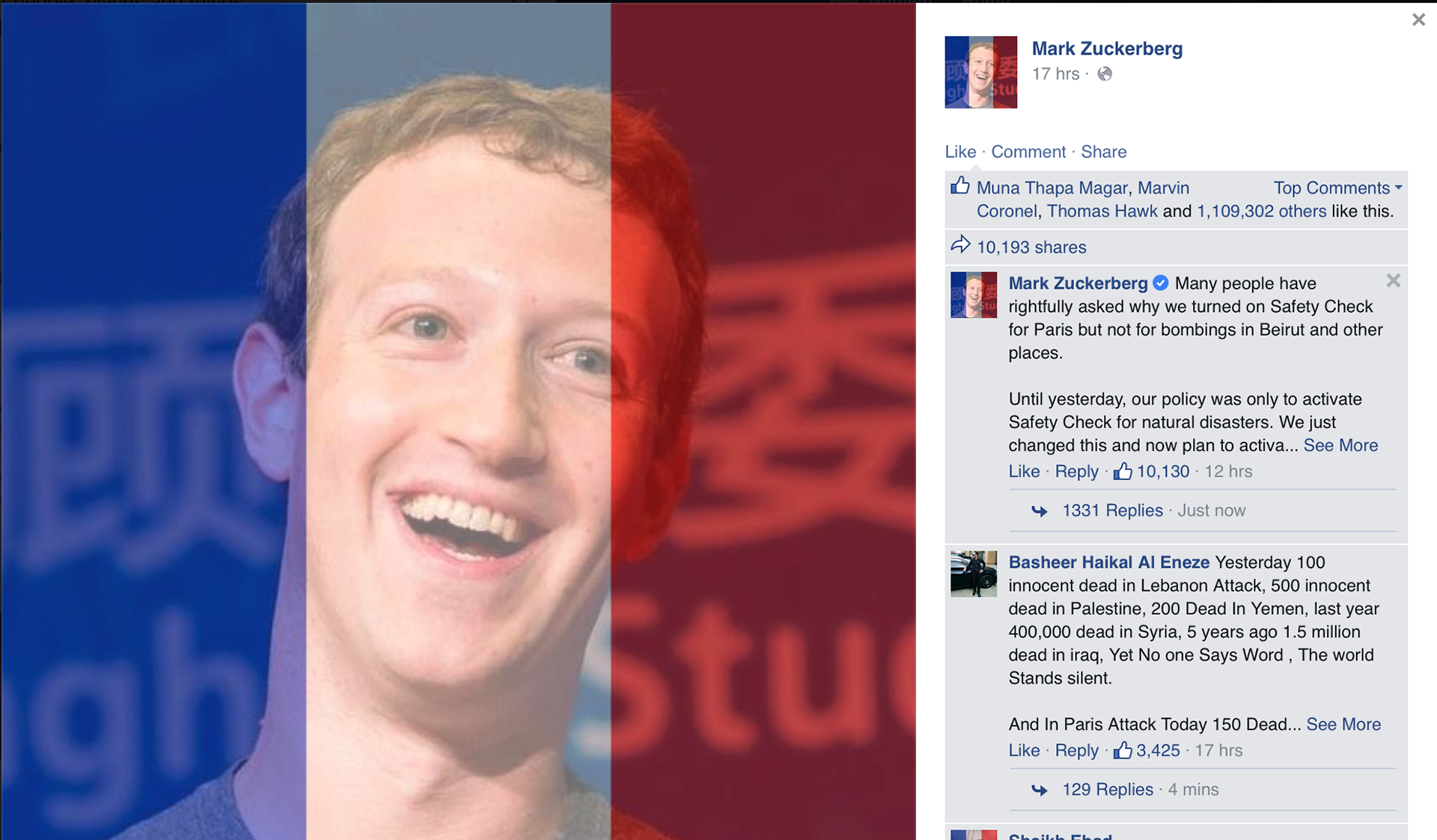 Nen doi anh dai dien Facebook ung ho Paris hay khong? hinh anh