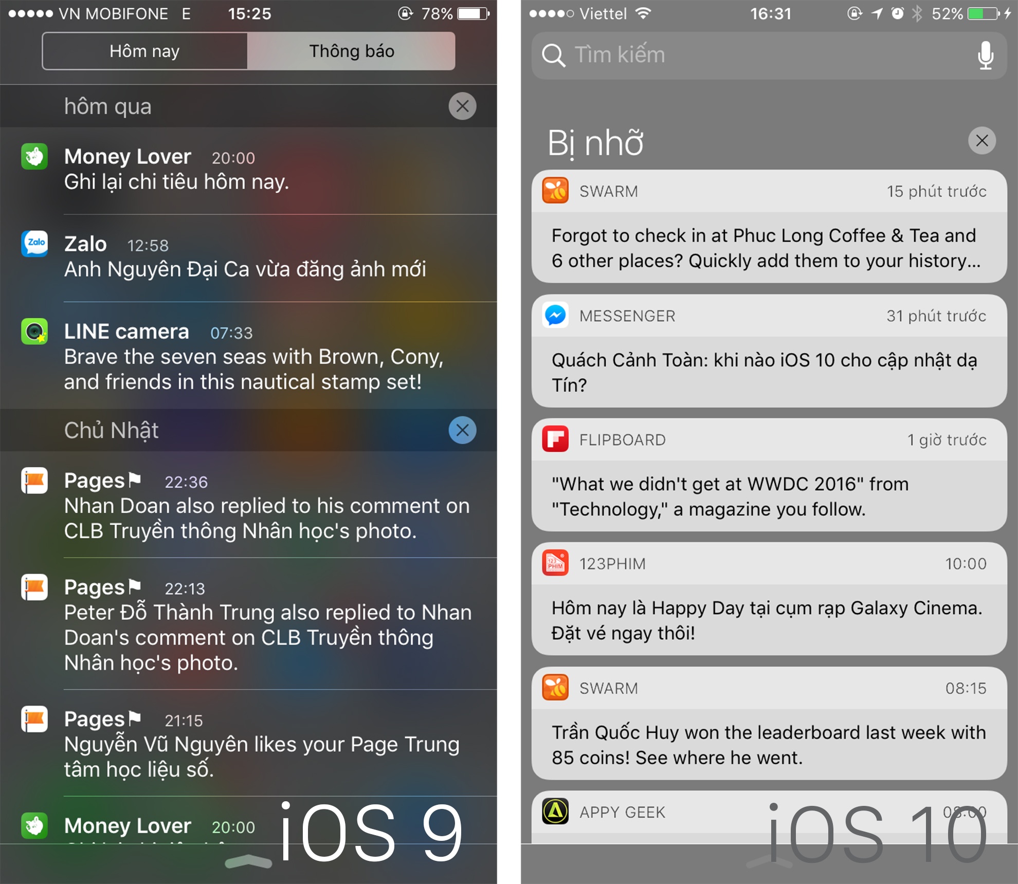 So sanh iOS 9 va iOS 10 anh 1