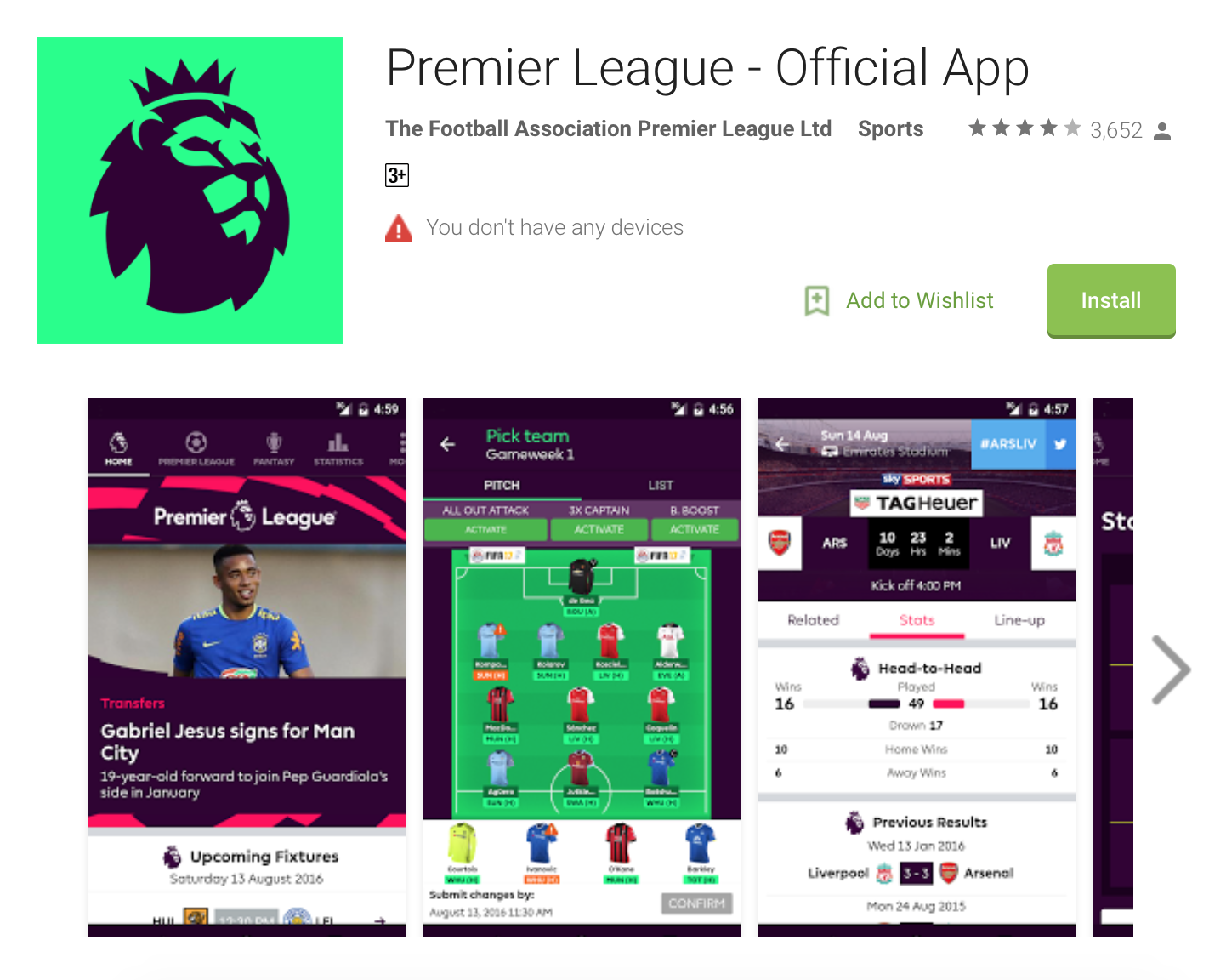 ung dung xem lich thi dau Ngoai hang Anh anh 2