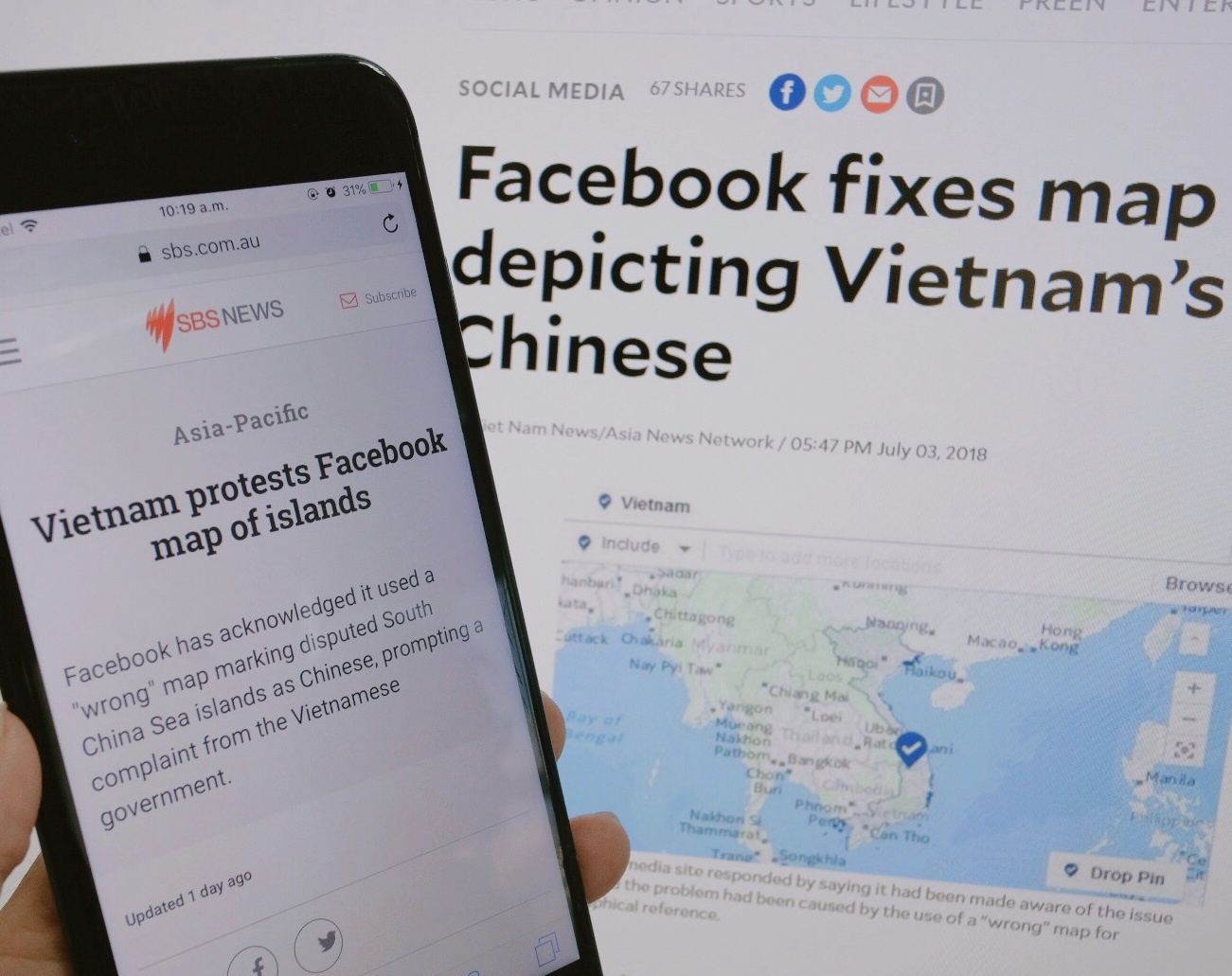 Bao chi quoc te len tieng ve ban do sai chu quyen cua Facebook hinh anh