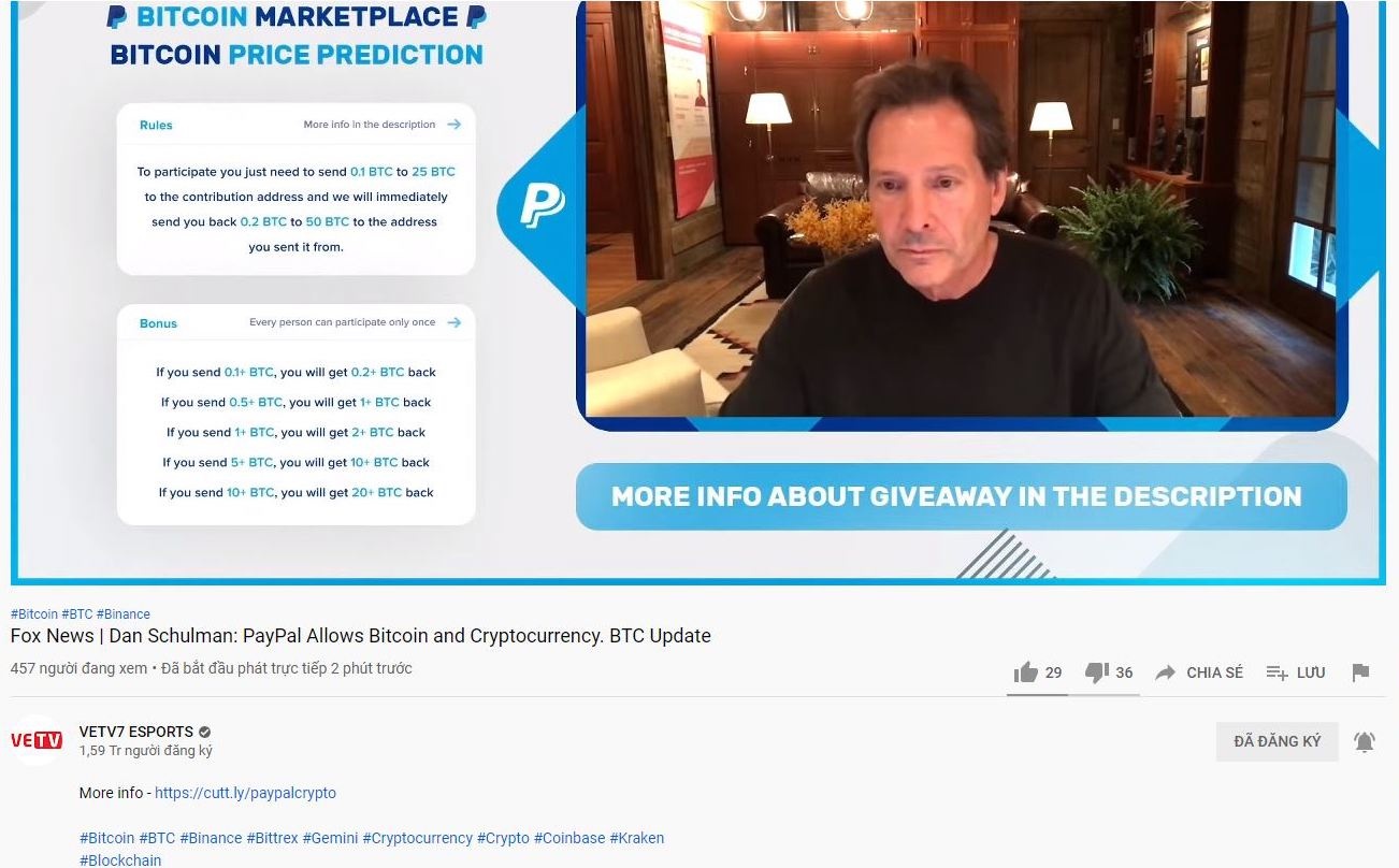 Kenh YouTube VETV7 Esports TV phat livestream tang Bitcoin anh 1