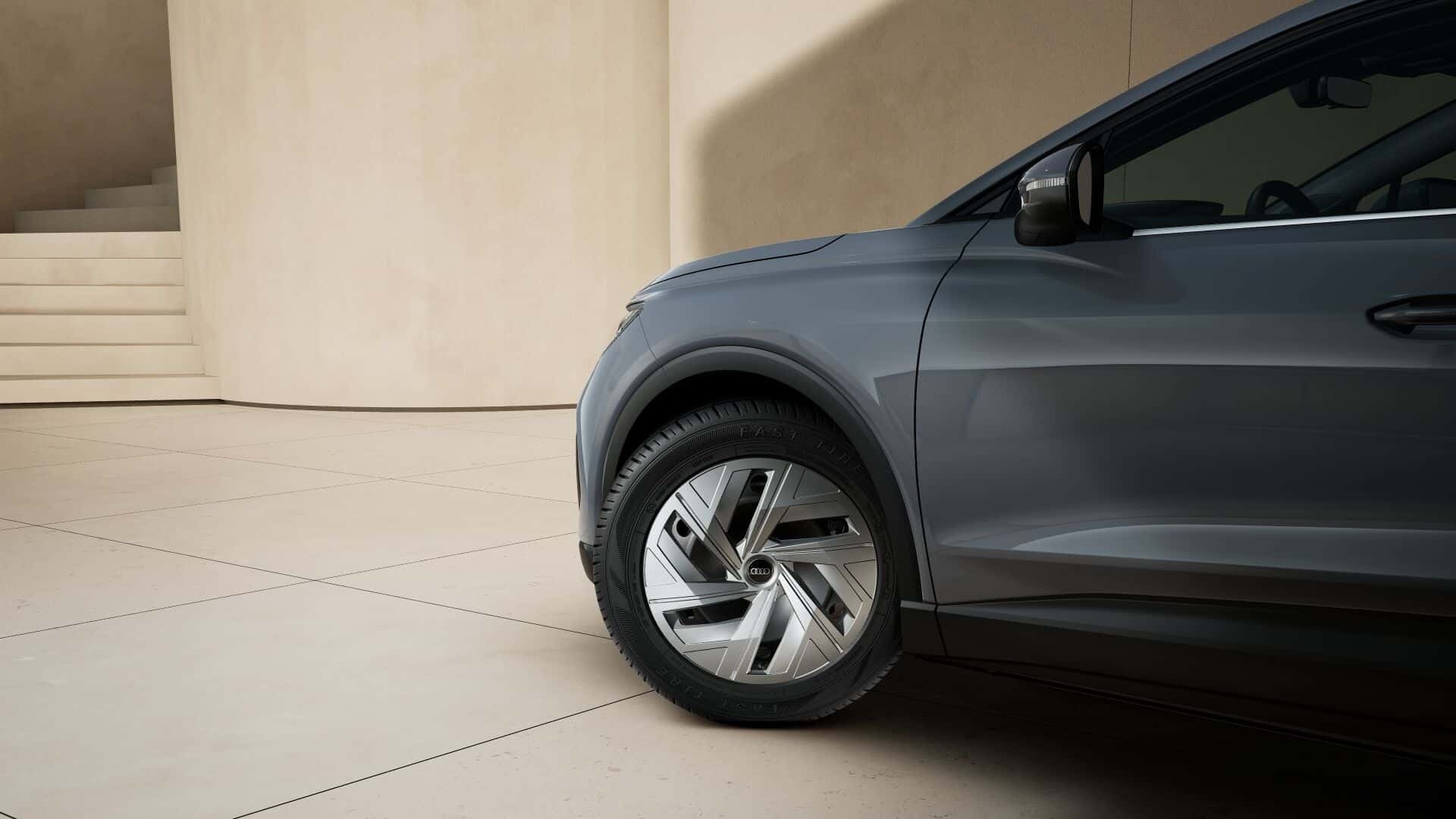 Audi Q4 e-tron duoc trang bi mam thep va phanh tang trong hinh anh