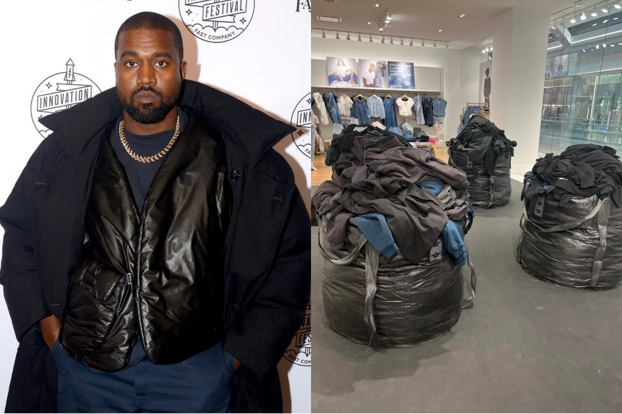 Kanye West bi chi trich vi ban quan ao trong tui rac hinh anh