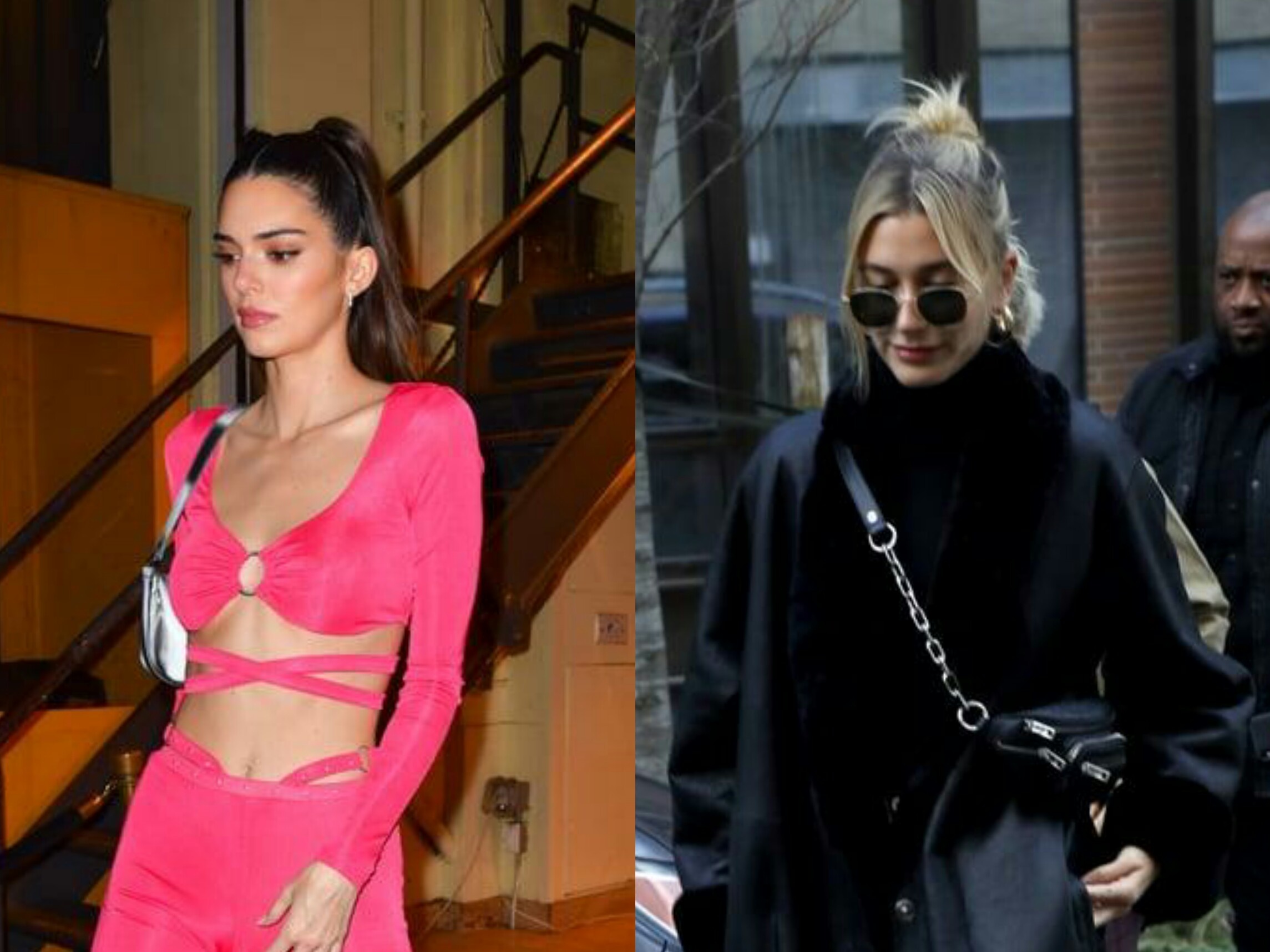 Kendall Jenner mac bo hong sexy, Hailey Bieber dien ca cay den ca tinh hinh anh